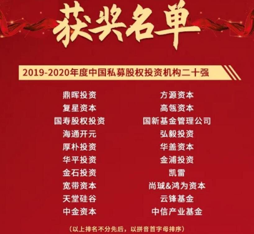 【動態(tài)新聞】天堂硅谷榮膺2020全球PE論壇“中國私募股權(quán)投資機構(gòu)二十強”
